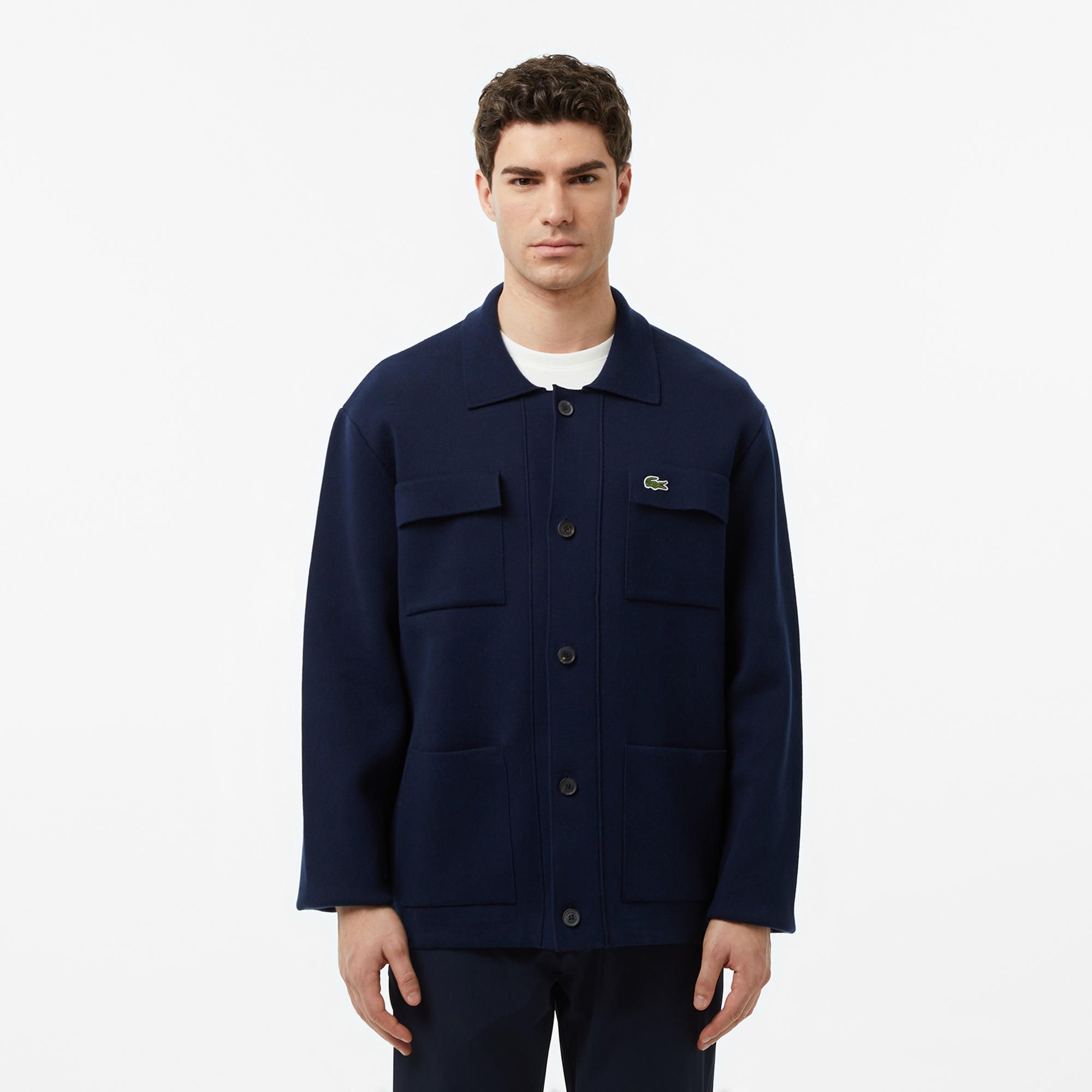 Lacoste Erkek Classic Fit Polo Yaka Lacivert Ceket