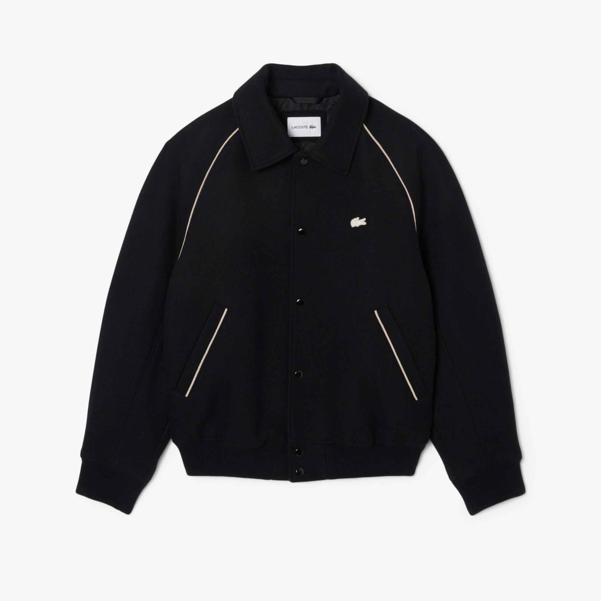 Lacoste Erkek Classic Fit Gömlek Yaka Baskılı Siyah Ceket