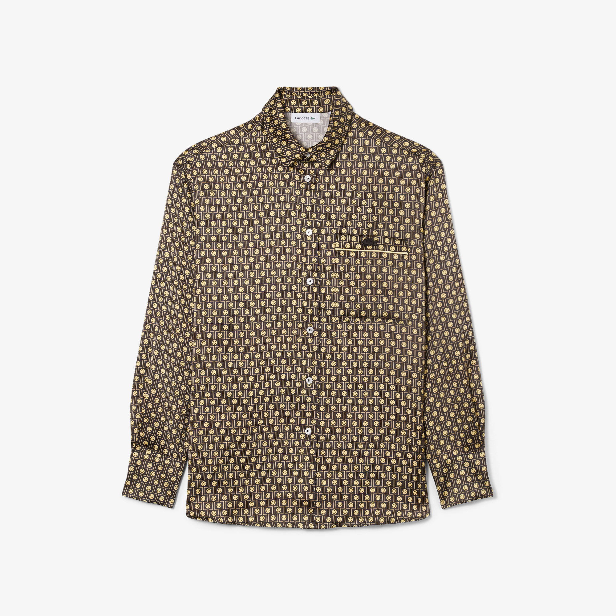 Lacoste Kadın Oversize Fit Desenli Kahverengi Gömlek