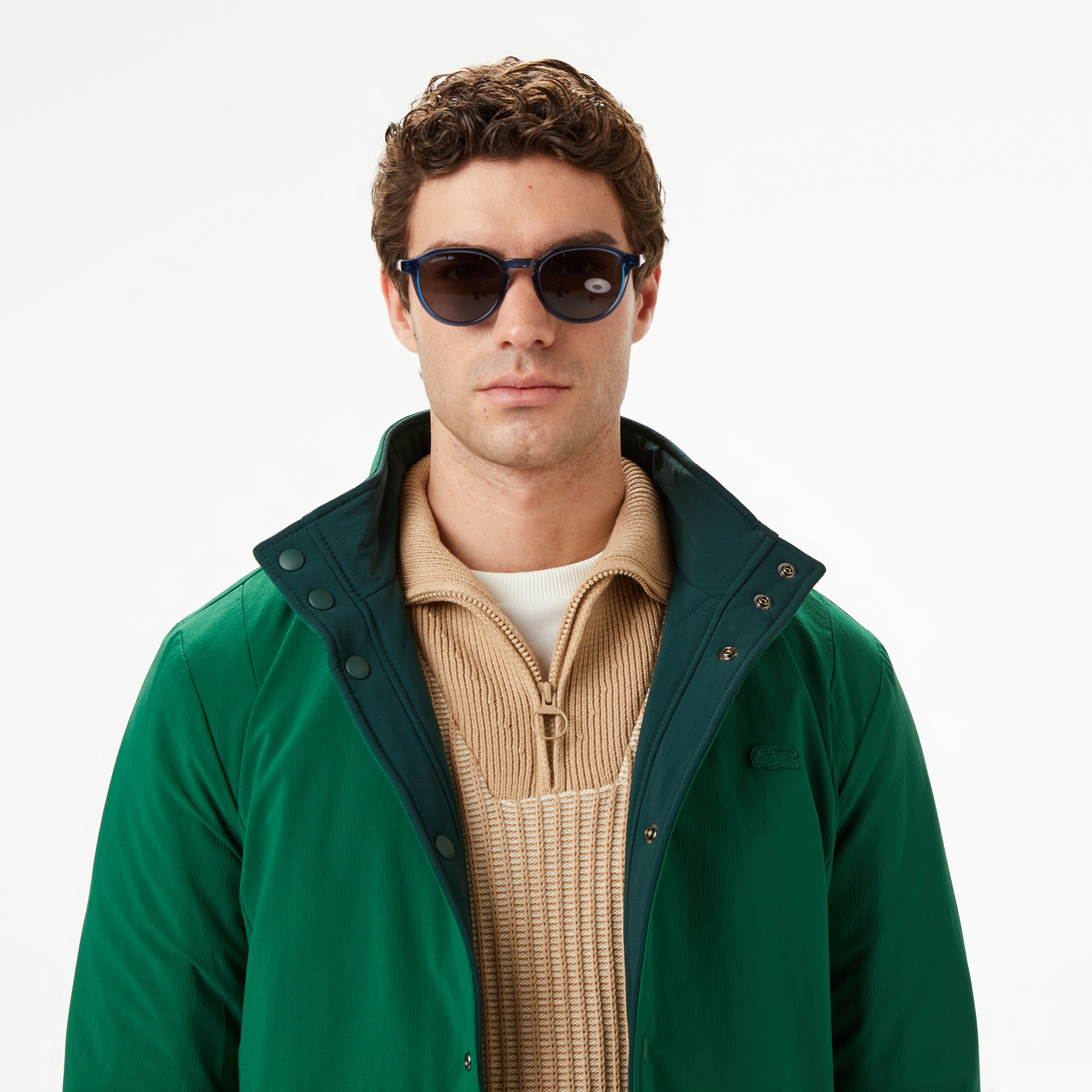 Lacoste Erkek Dik Yaka Çift Taraflı Koyu Yeşil Mont