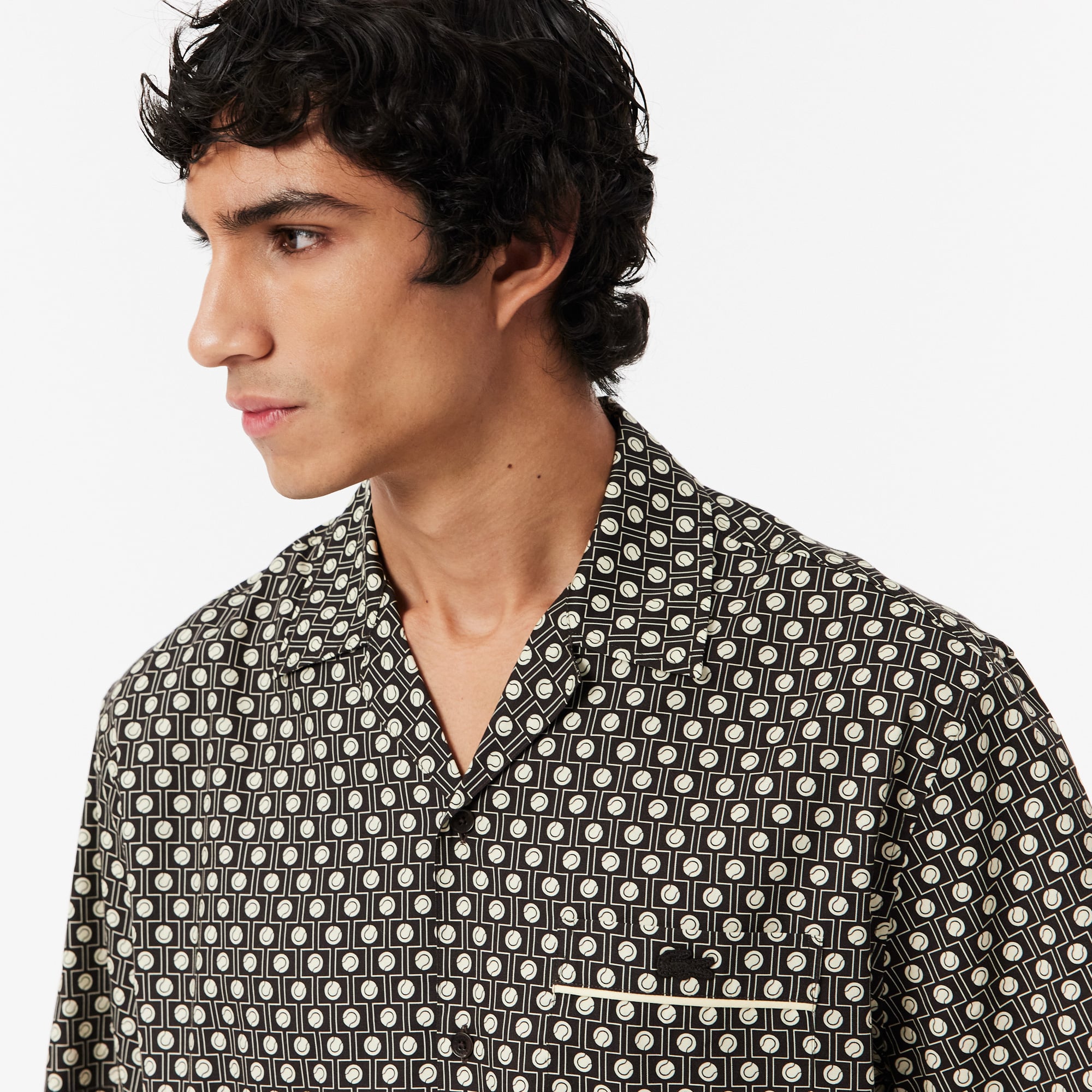 Lacoste Erkek Relaxed Fit Kısa Kollu Desenli Kahverengi Gömlek