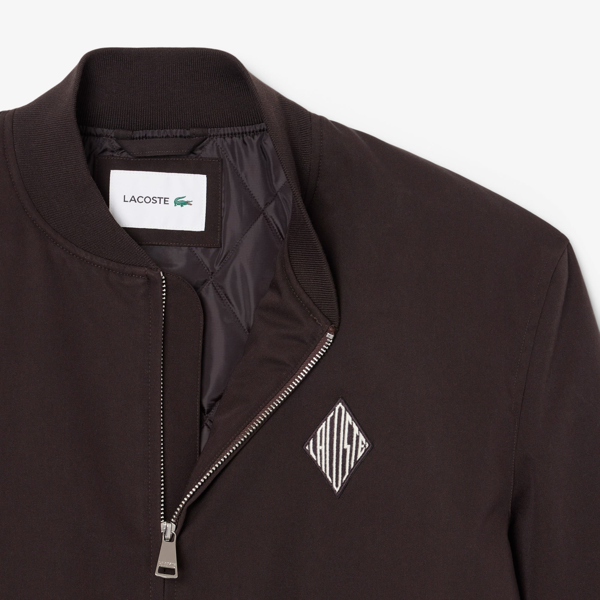  Lacoste Erkek Hakim Yaka Koyu Kahverengi Bomber Ceket