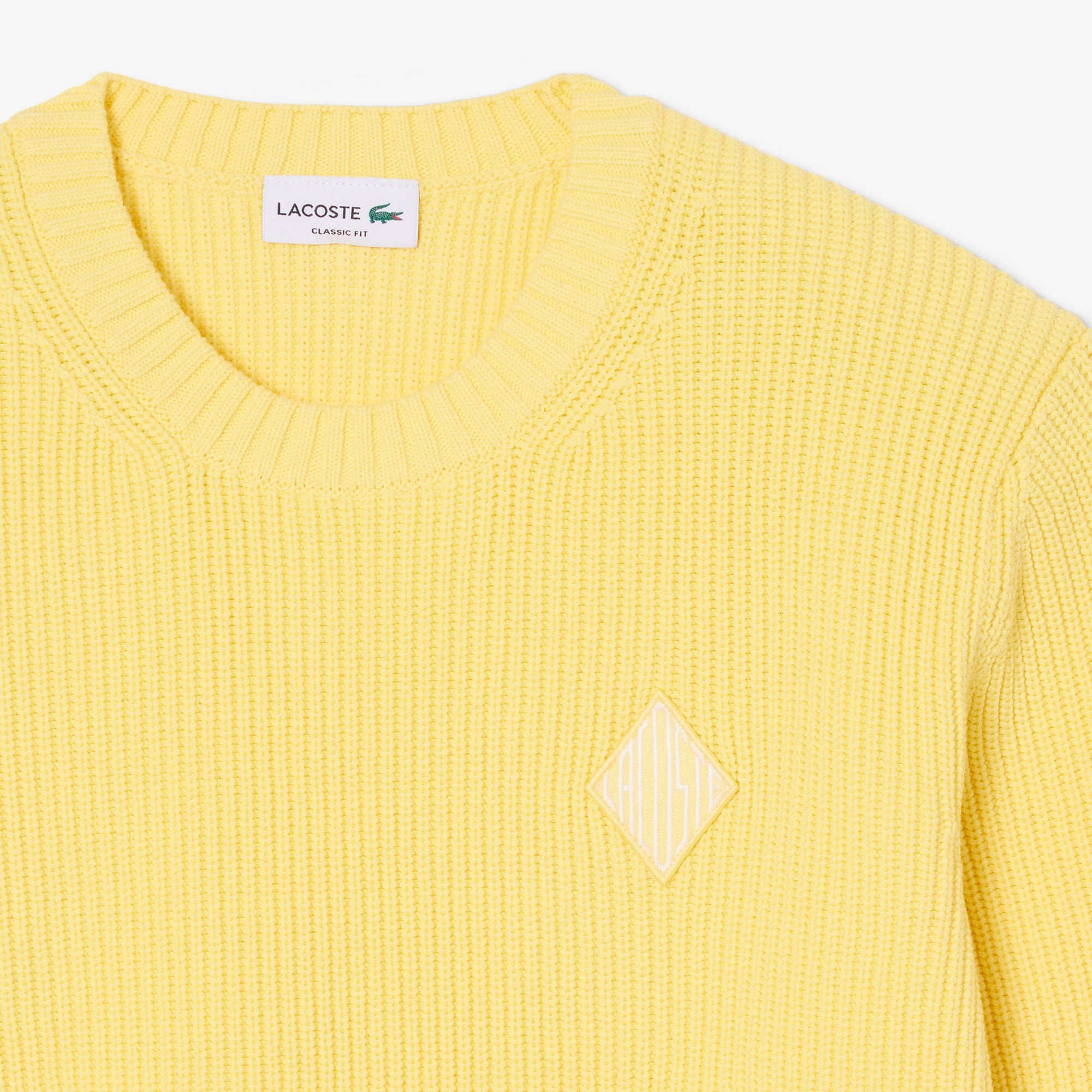  Lacoste Erkek Classic Fit Bisiklet Yaka Sarı Kazak