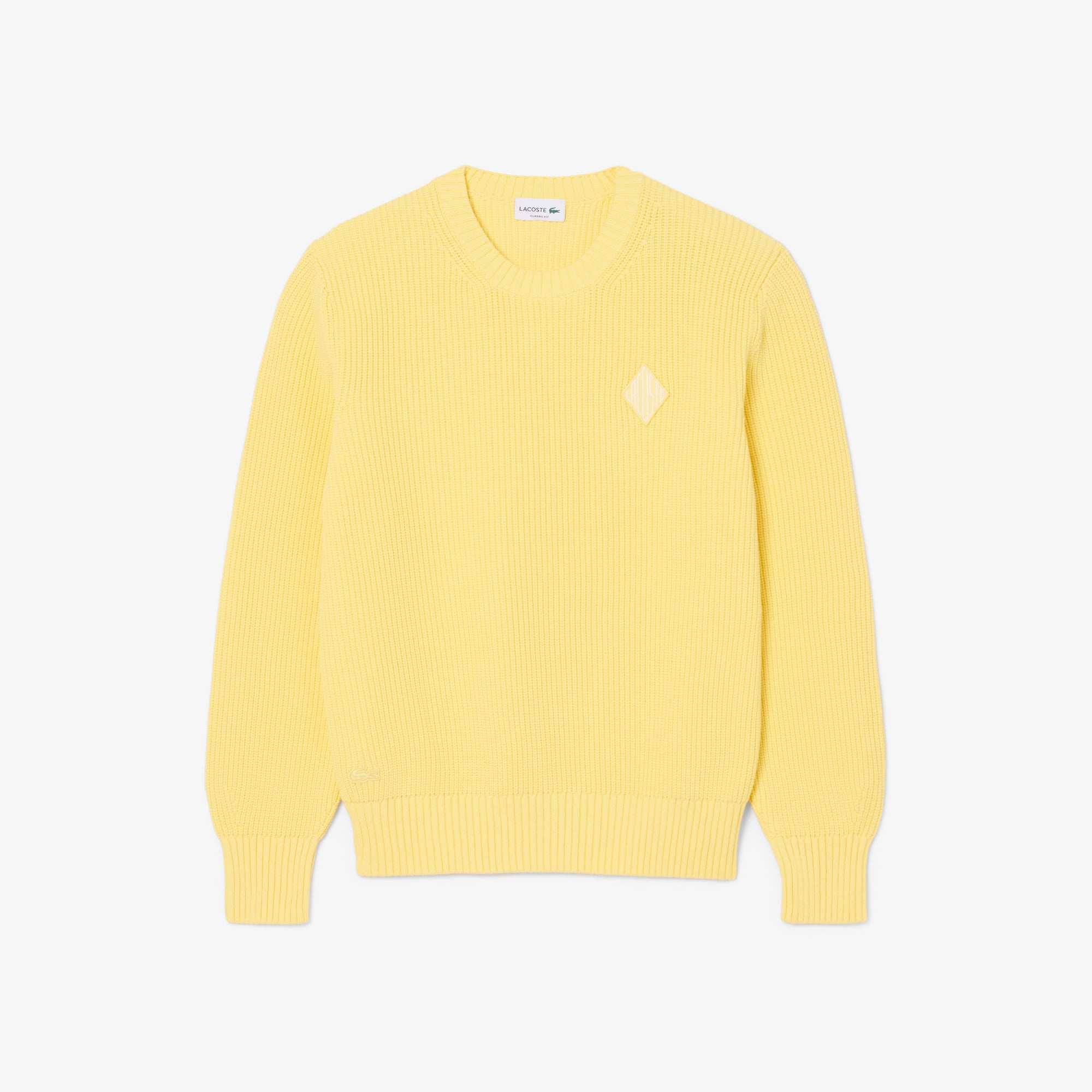 Lacoste Erkek Classic Fit Bisiklet Yaka Sarı Kazak