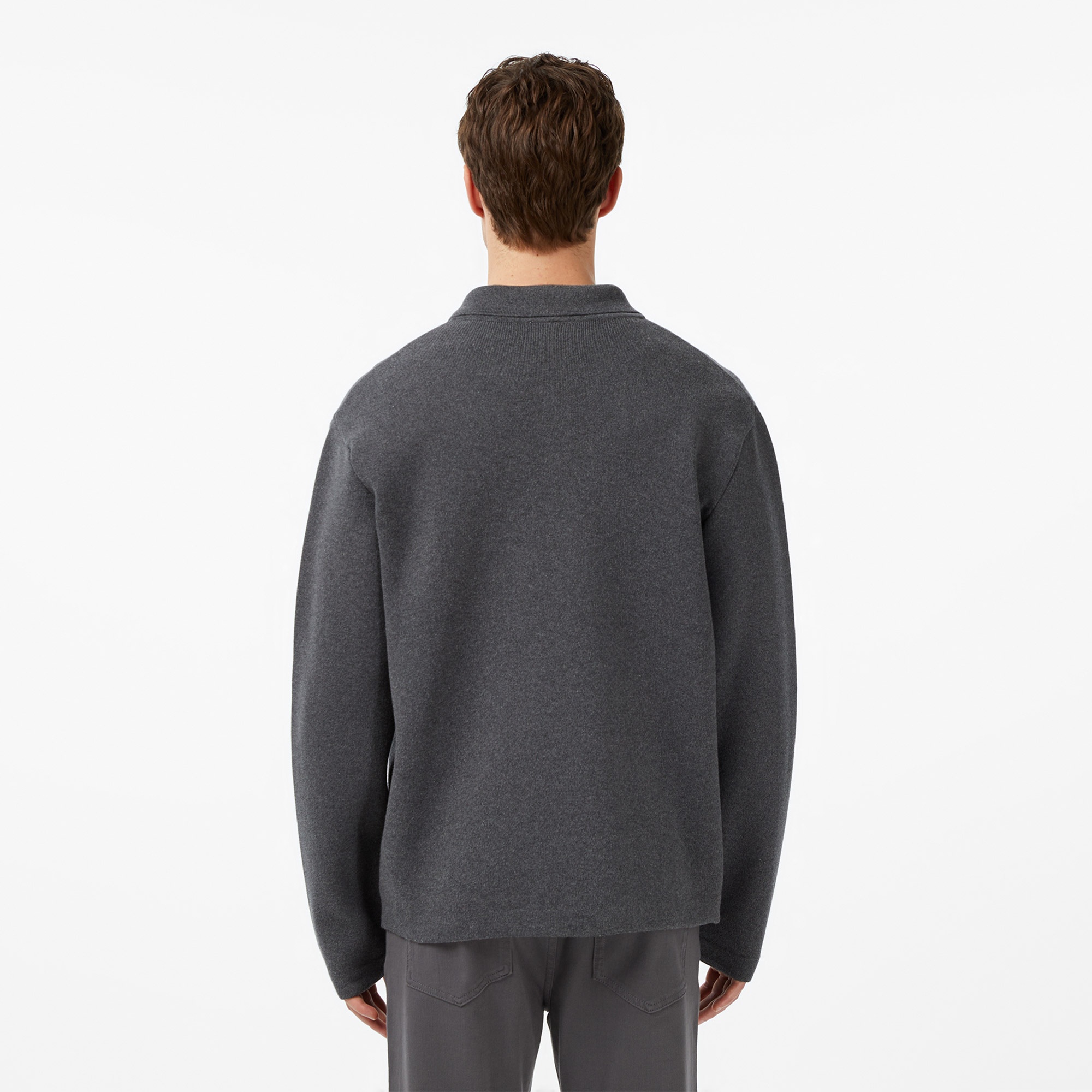 Lacoste Erkek Classic Fit Polo Yaka Gri Hırka