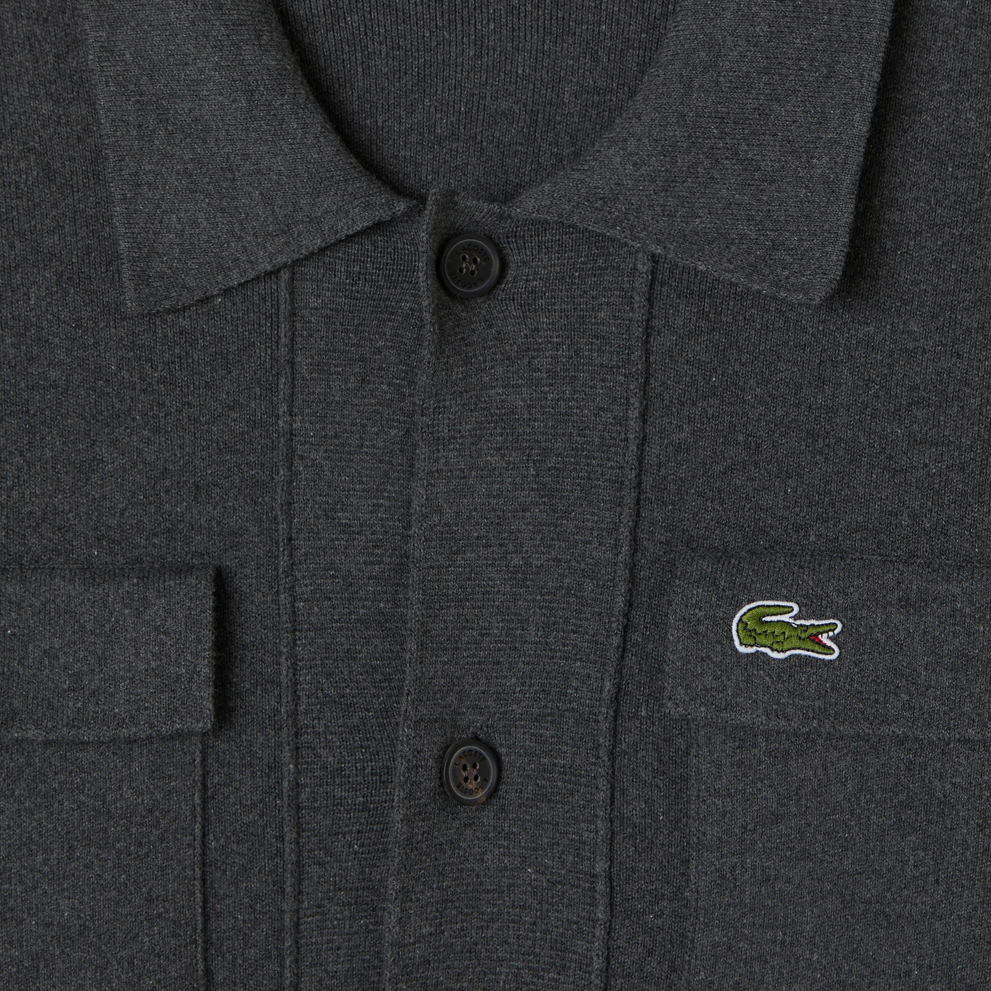 Lacoste Erkek Classic Fit Polo Yaka Gri Hırka