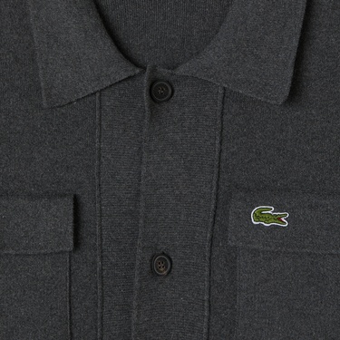 Lacoste Erkek Classic Fit Polo Yaka Gri Hırka