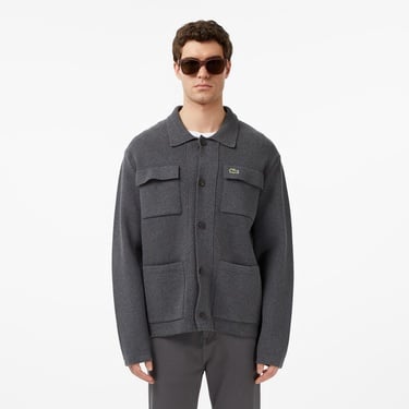  Lacoste Erkek Classic Fit Polo Yaka Gri Hırka