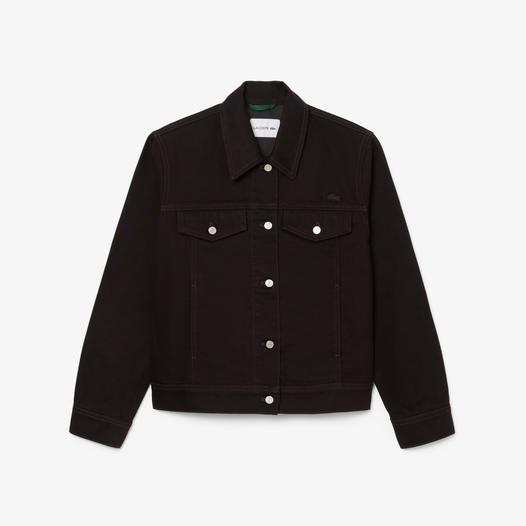 Lacoste Kadın Slim Fit Denim Koyu Kahverengi Ceket