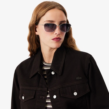  Lacoste Kadın Slim Fit Denim Koyu Kahverengi Ceket