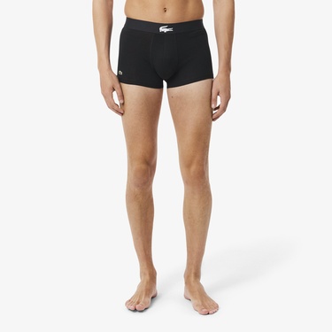  Lacoste Erkek Baskılı 3'lü Siyah Boxer