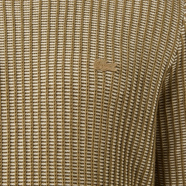  Lacoste Erkek Classic Fit Bisiklet Yaka Desenli Haki Kazak