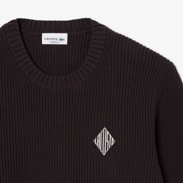  Lacoste Erkek Classic Fit Bisiklet Yaka Kahverengi Kazak