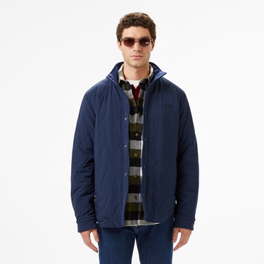  Lacoste Erkek Dik Yaka Çift Taraflı Lacivert Mont