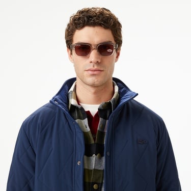  Lacoste Erkek Dik Yaka Çift Taraflı Lacivert Mont