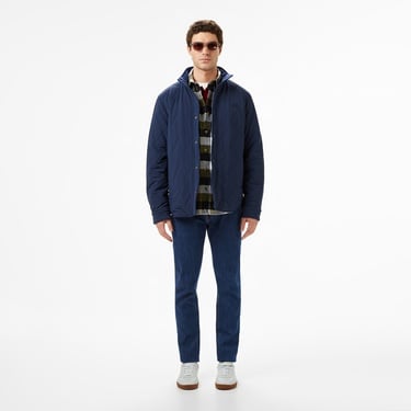  Lacoste Erkek Dik Yaka Çift Taraflı Lacivert Mont