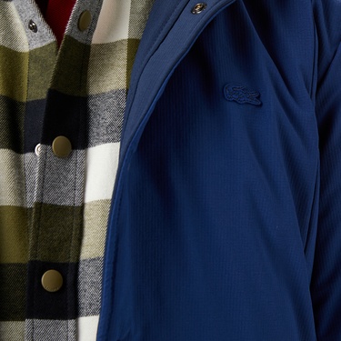  Lacoste Erkek Dik Yaka Çift Taraflı Lacivert Mont