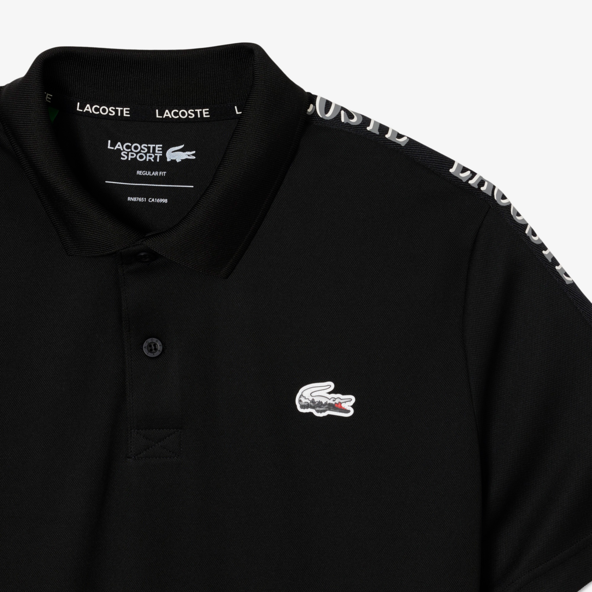 Lacoste SPORT Erkek Regular Fit Baskılı Siyah Polo