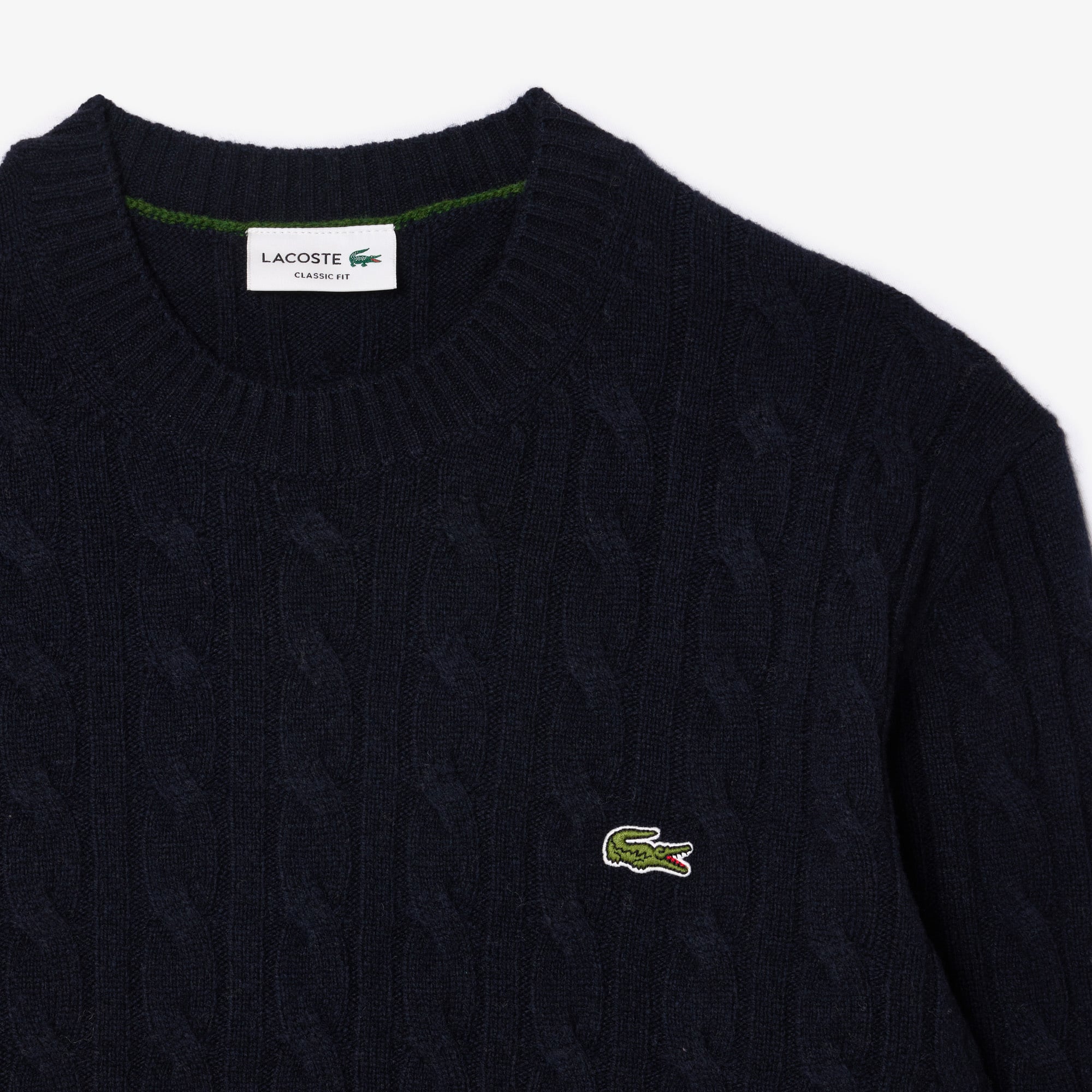 Lacoste Erkek Classic Fit Bisiklet Yaka Desenli Lacivert Kazak