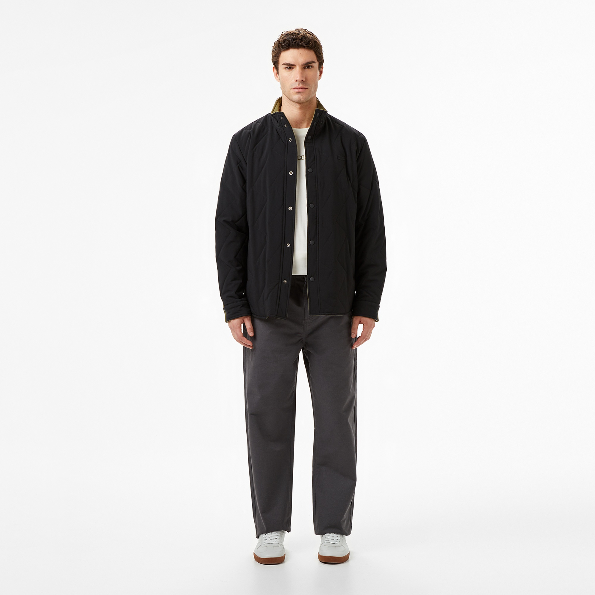 Lacoste Erkek Dik Yaka Çift Taraflı Haki Mont