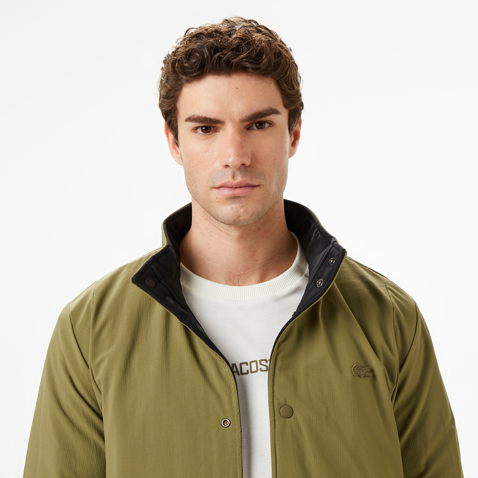 Lacoste Erkek Dik Yaka Çift Taraflı Haki Mont