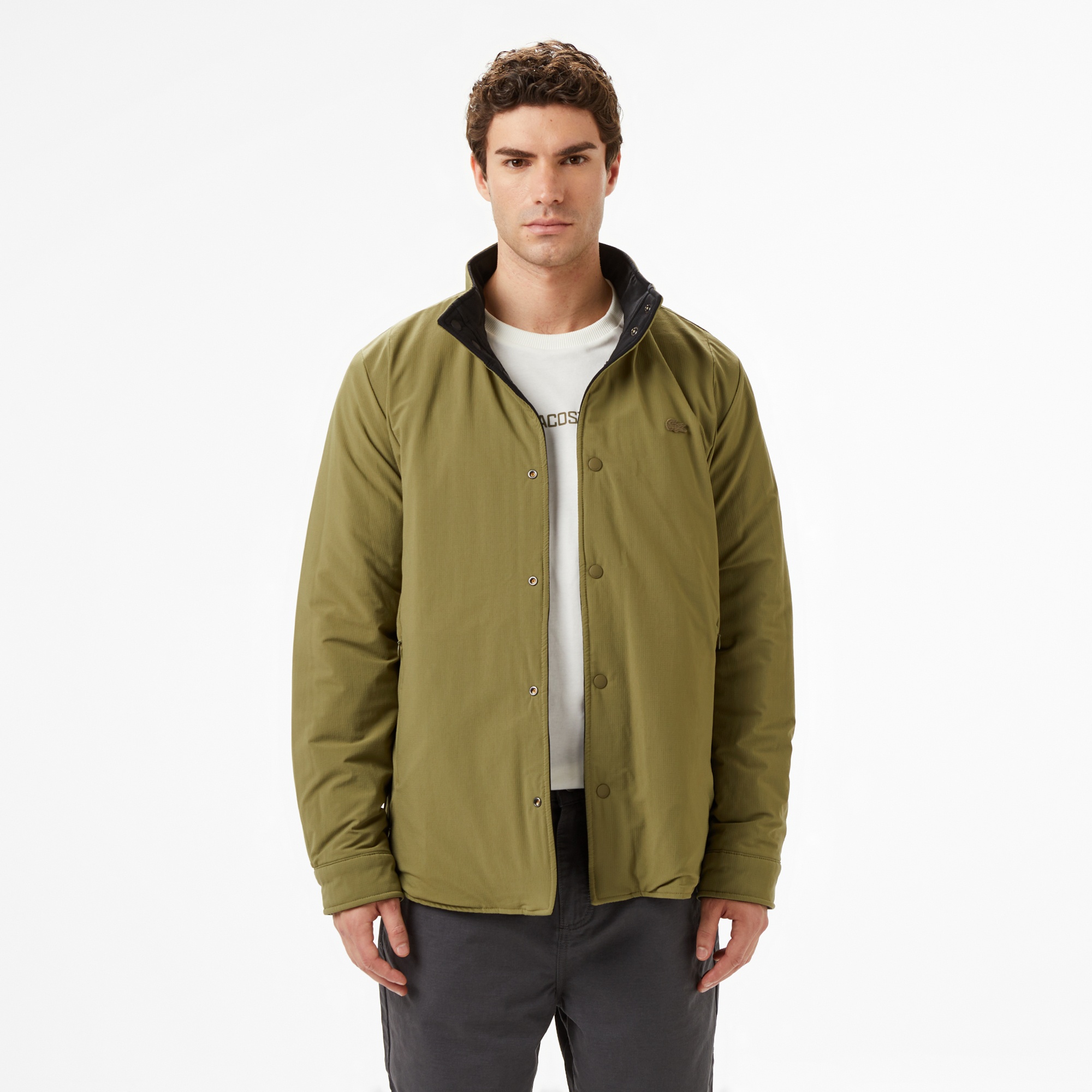 Lacoste Erkek Dik Yaka Çift Taraflı Haki Mont