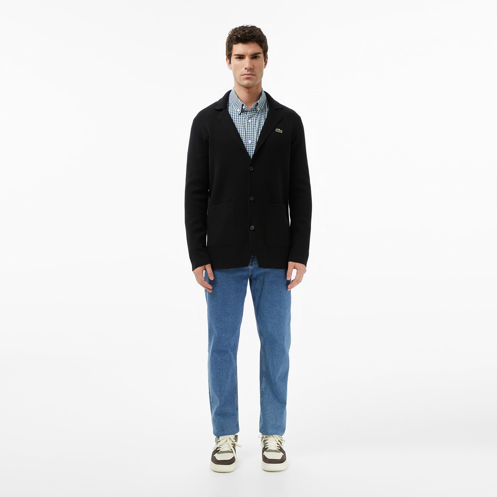 Lacoste Erkek Classic Fit V Yaka Siyah Hırka