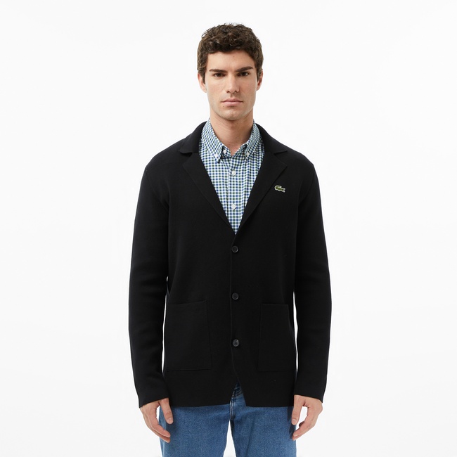  Lacoste Erkek Classic Fit V Yaka Siyah Hırka