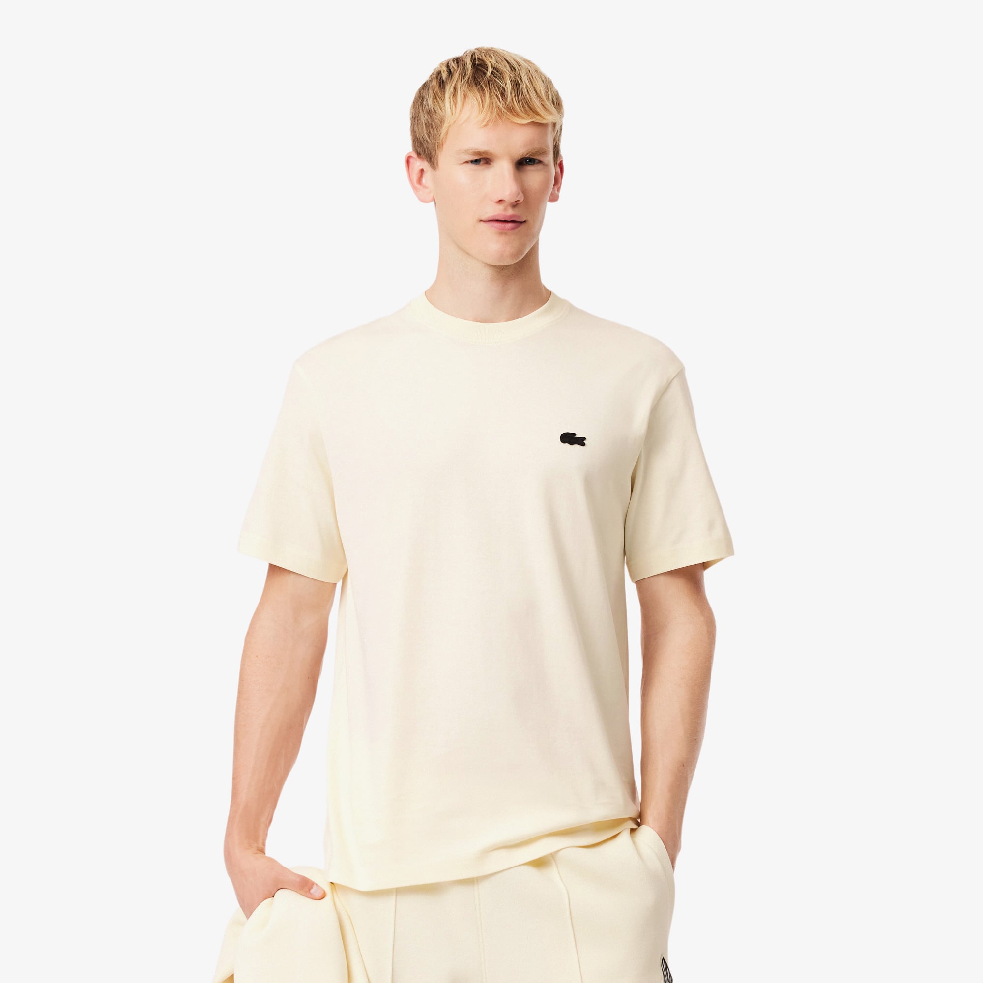 Lacoste Erkek Classic Fit Bisiklet Yaka Sarı T-Shirt