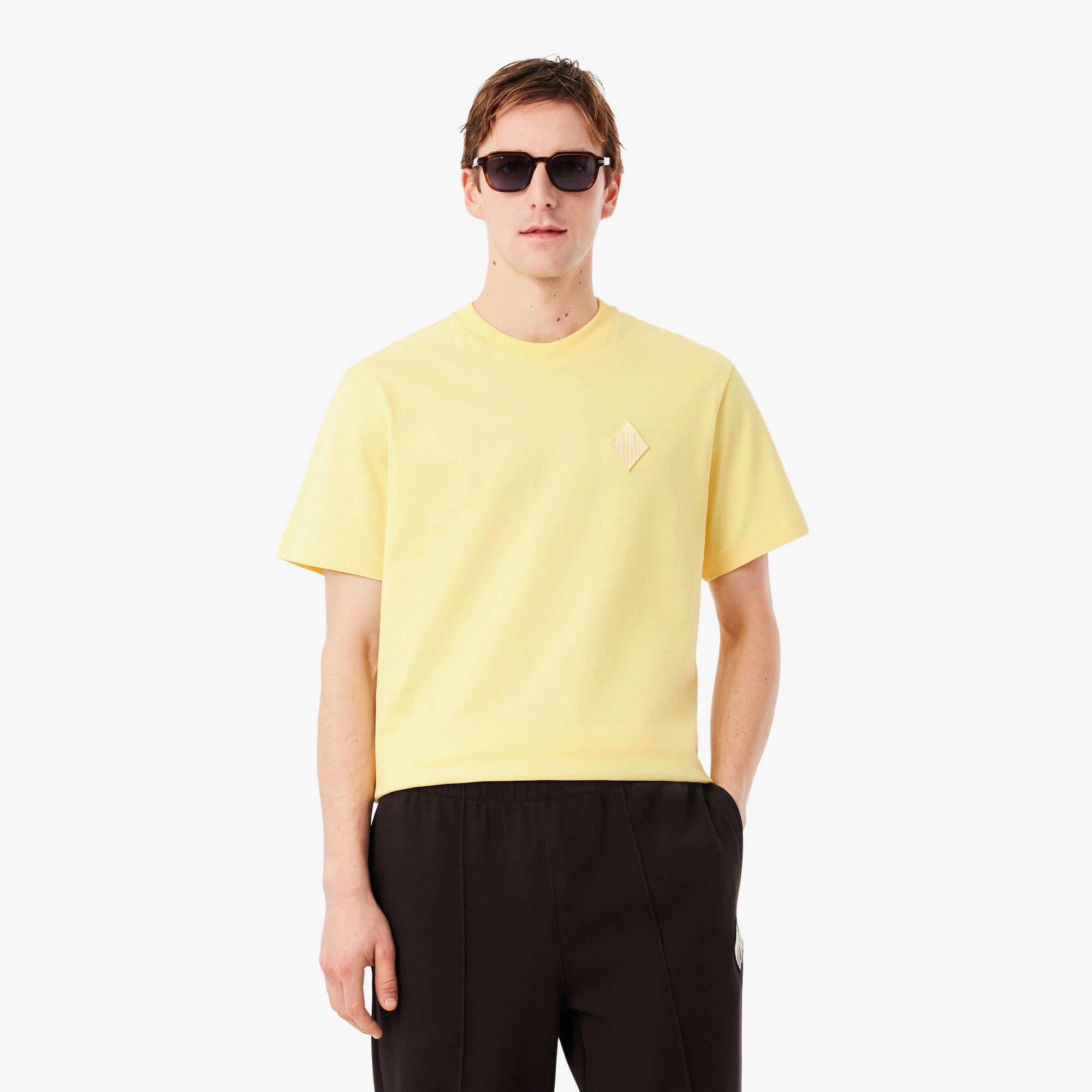  Lacoste Erkek Classic Fit Bisiklet Yaka Sarı T-Shirt