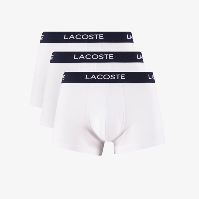  Lacoste Erkek Baskılı 3'lü Beyaz Boxer