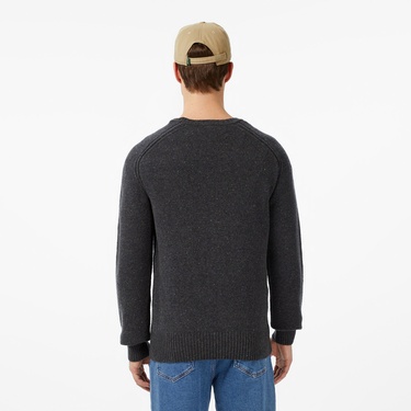  Lacoste Erkek Classic Fit Bisiklet Yaka Yün Gri Kazak