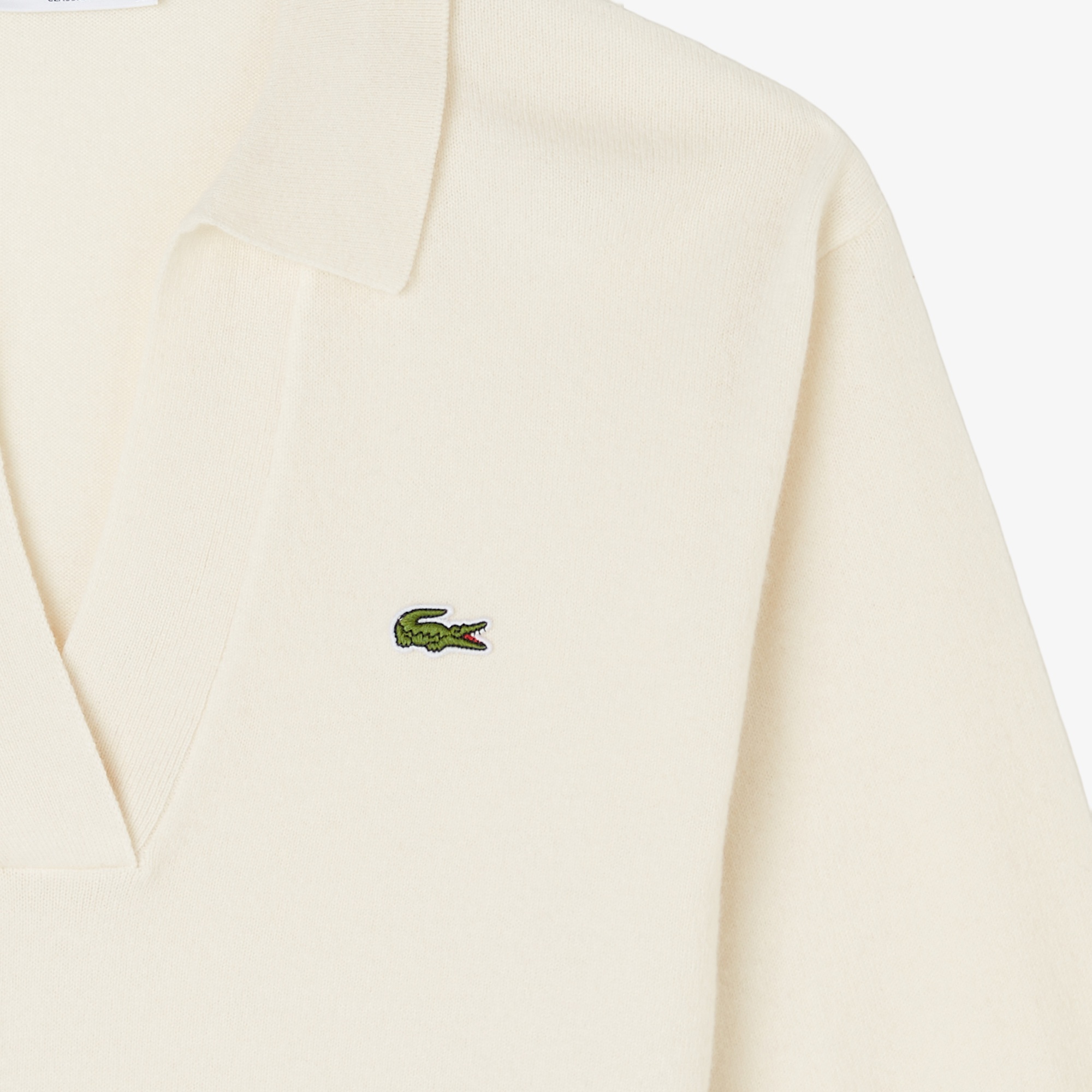 Lacoste Kadın Classic Fit Polo Yaka Krem Kazak