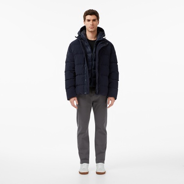  Lacoste Erkek Kapüşonlu Lacivert Mont