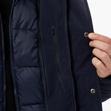  Lacoste Erkek Kapüşonlu Lacivert Mont