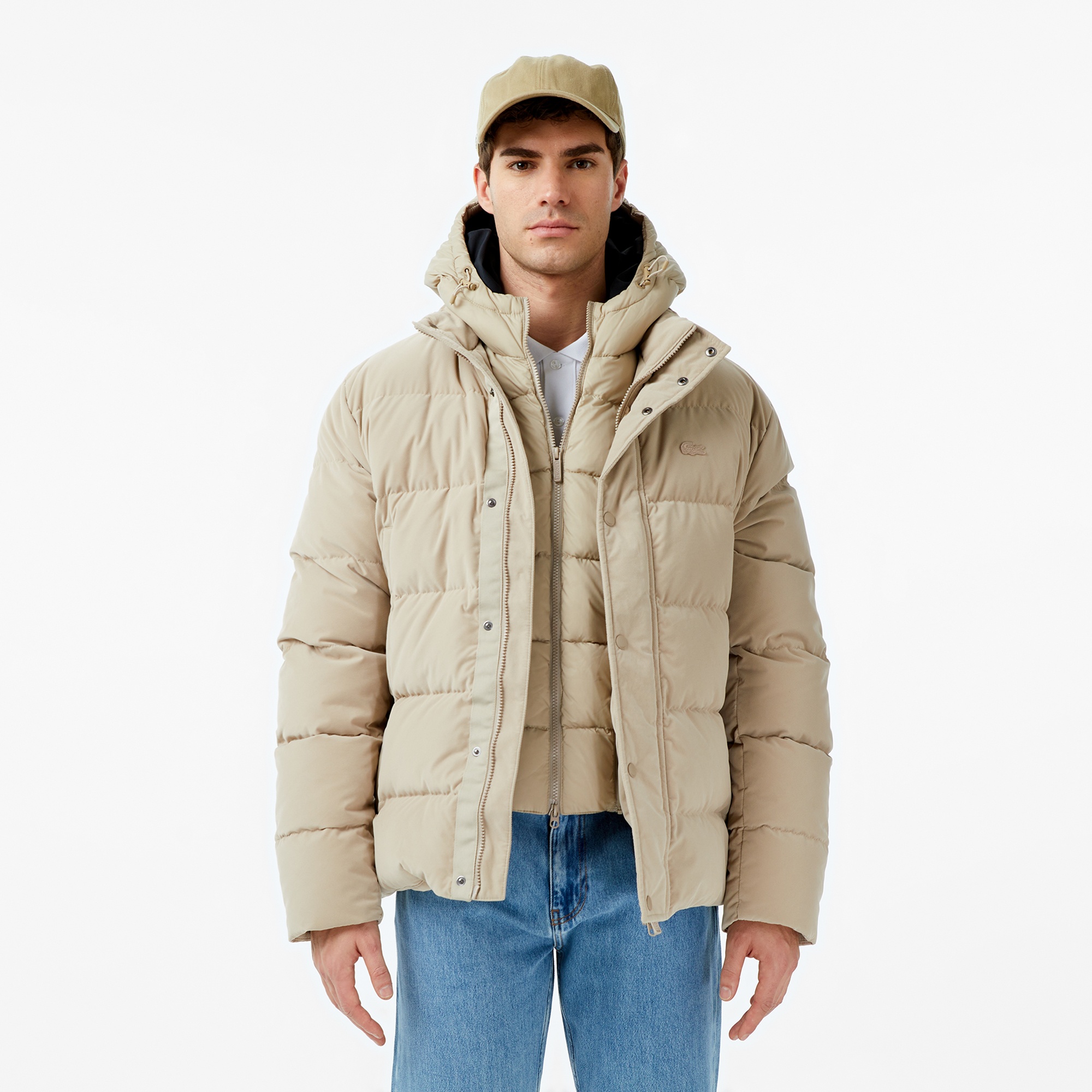 Lacoste Erkek Kapüşonlu Bej Mont