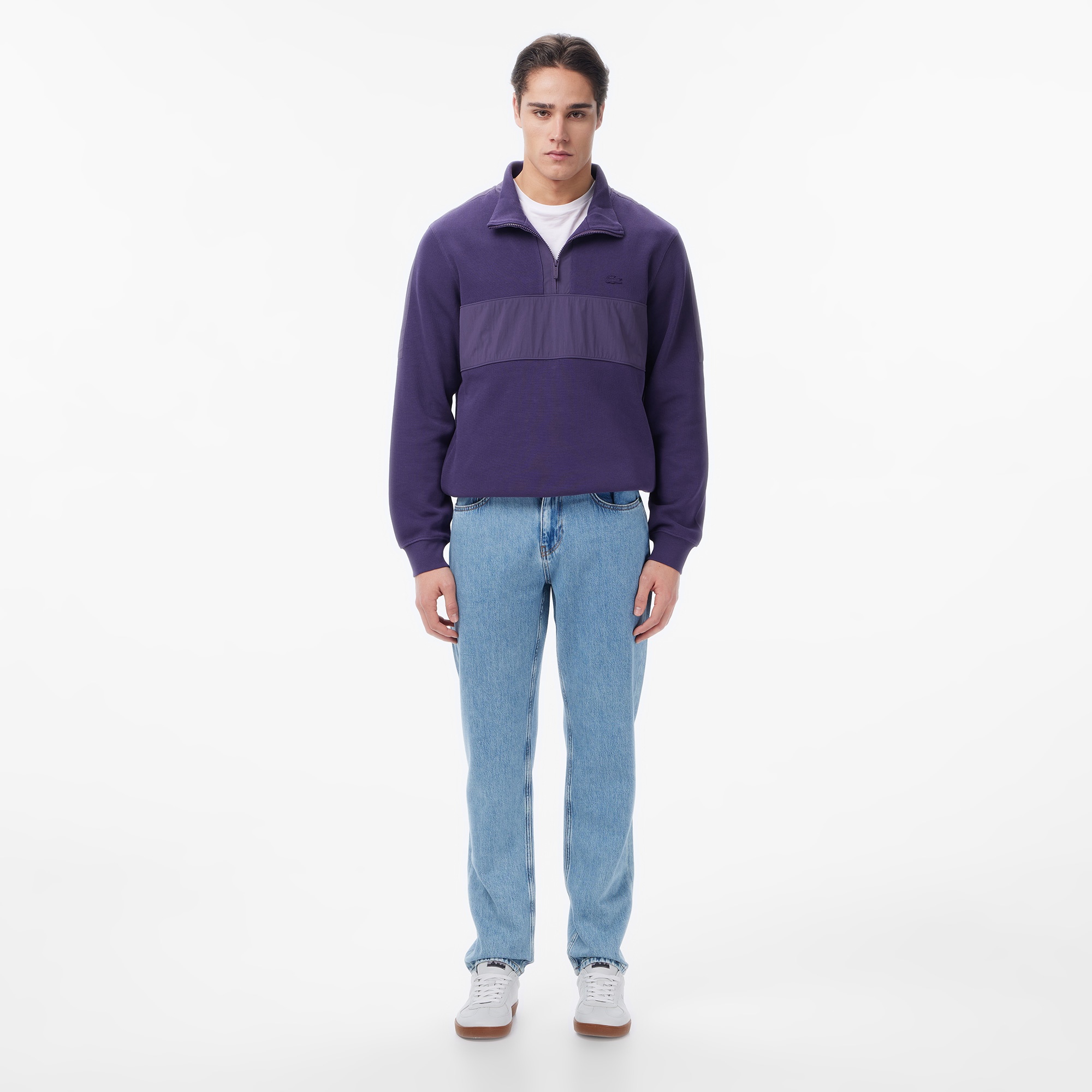 Lacoste Erkek Classic Fit Yarım Fermuarlı Mor Sweatshirt