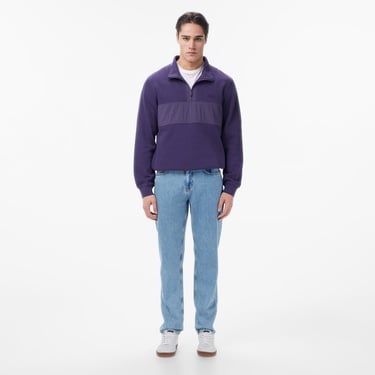  Lacoste Erkek Classic Fit Yarım Fermuarlı Mor Sweatshirt