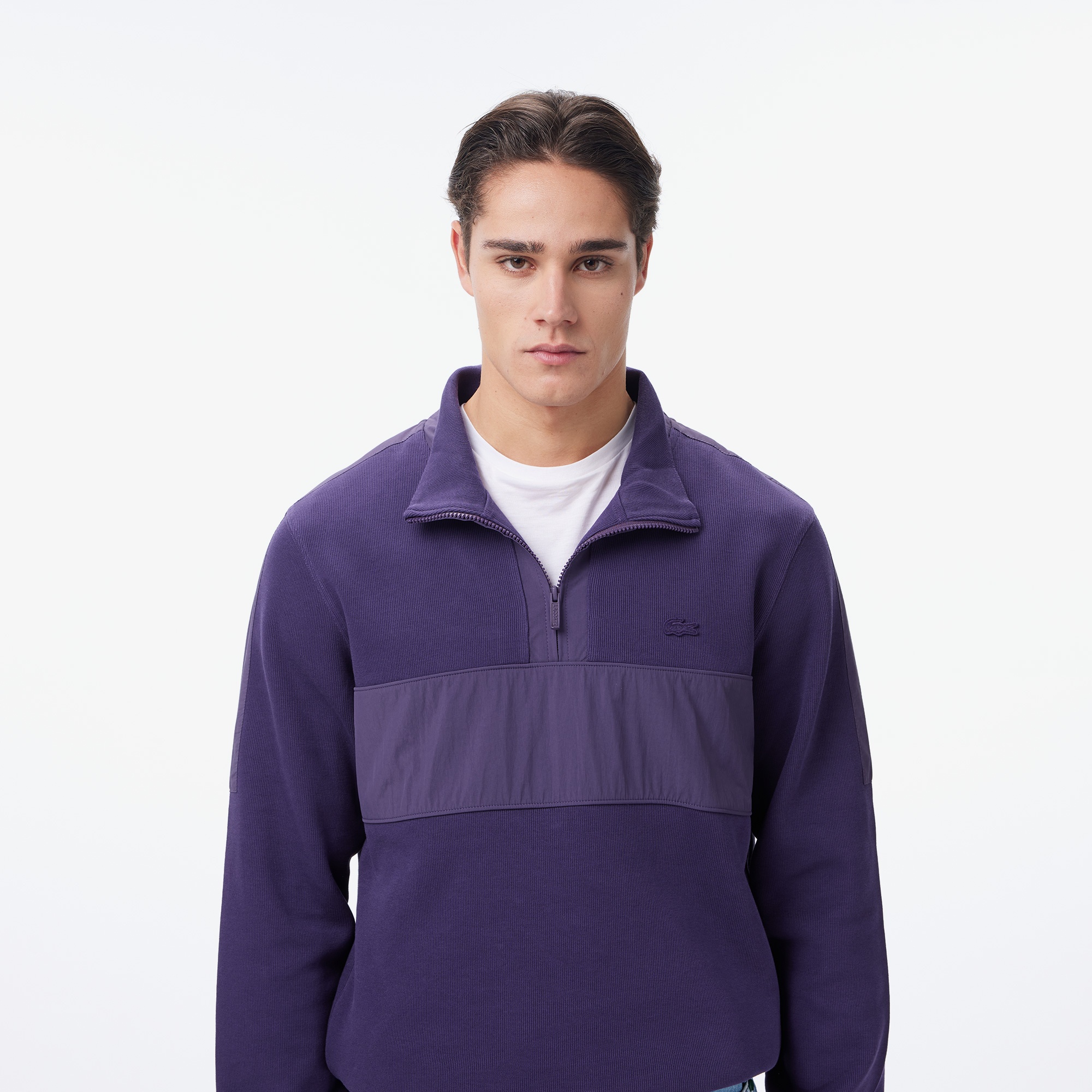 Lacoste Erkek Classic Fit Yarım Fermuarlı Mor Sweatshirt
