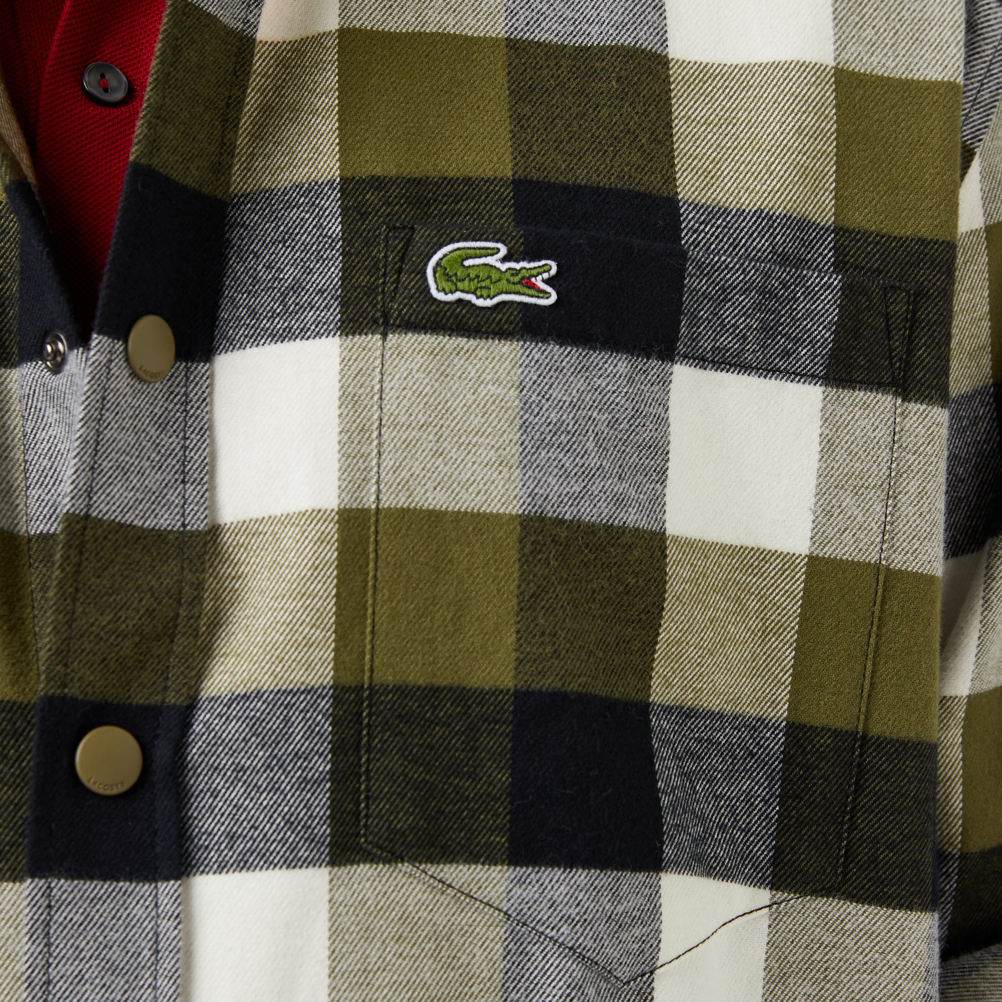  Lacoste Erkek Relaxed Fit Kareli Haki Gömlek