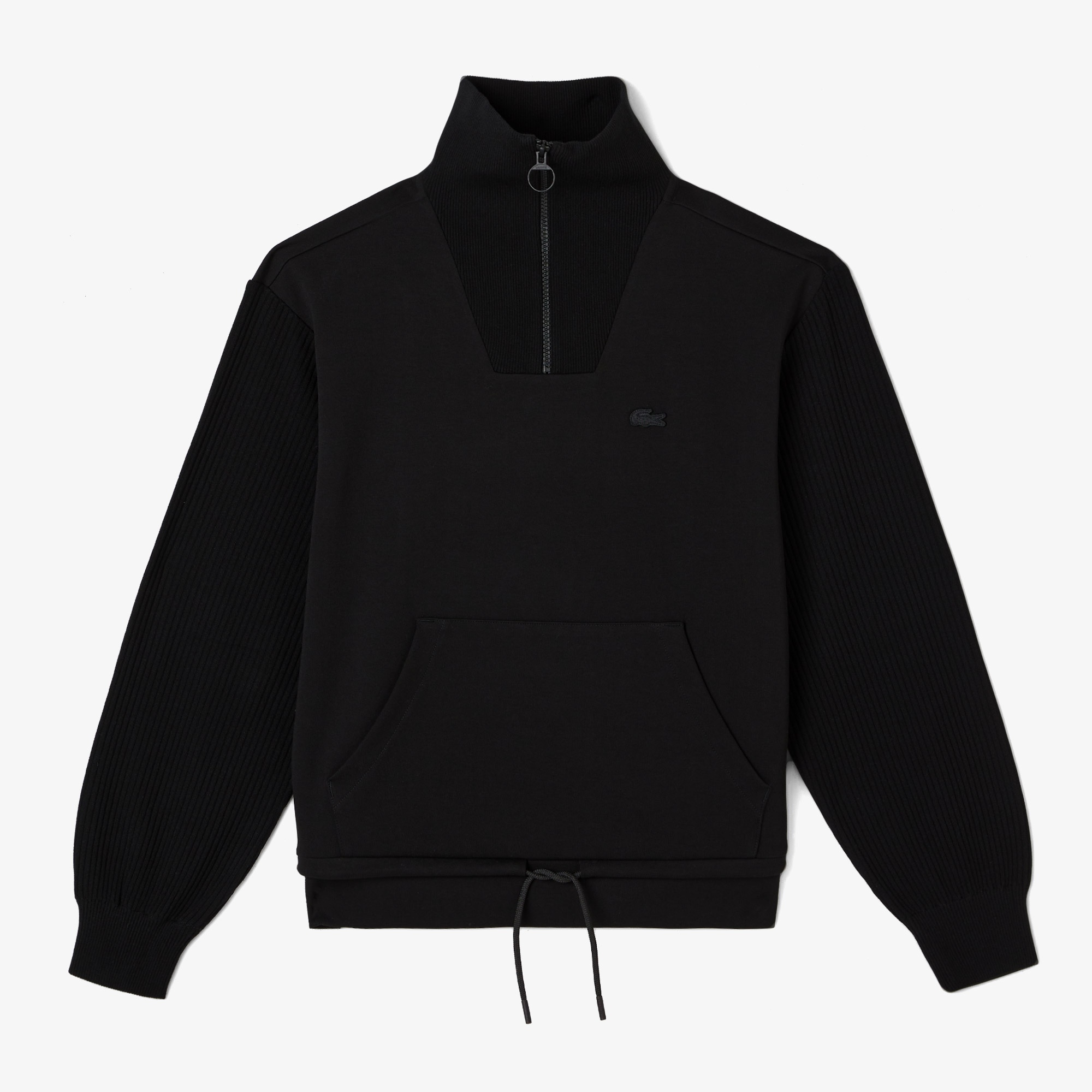 Lacoste Kadın Relaxed Fit Yarım Fermuarlı Siyah Sweatshirt
