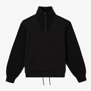  Lacoste Kadın Relaxed Fit Yarım Fermuarlı Siyah Sweatshirt