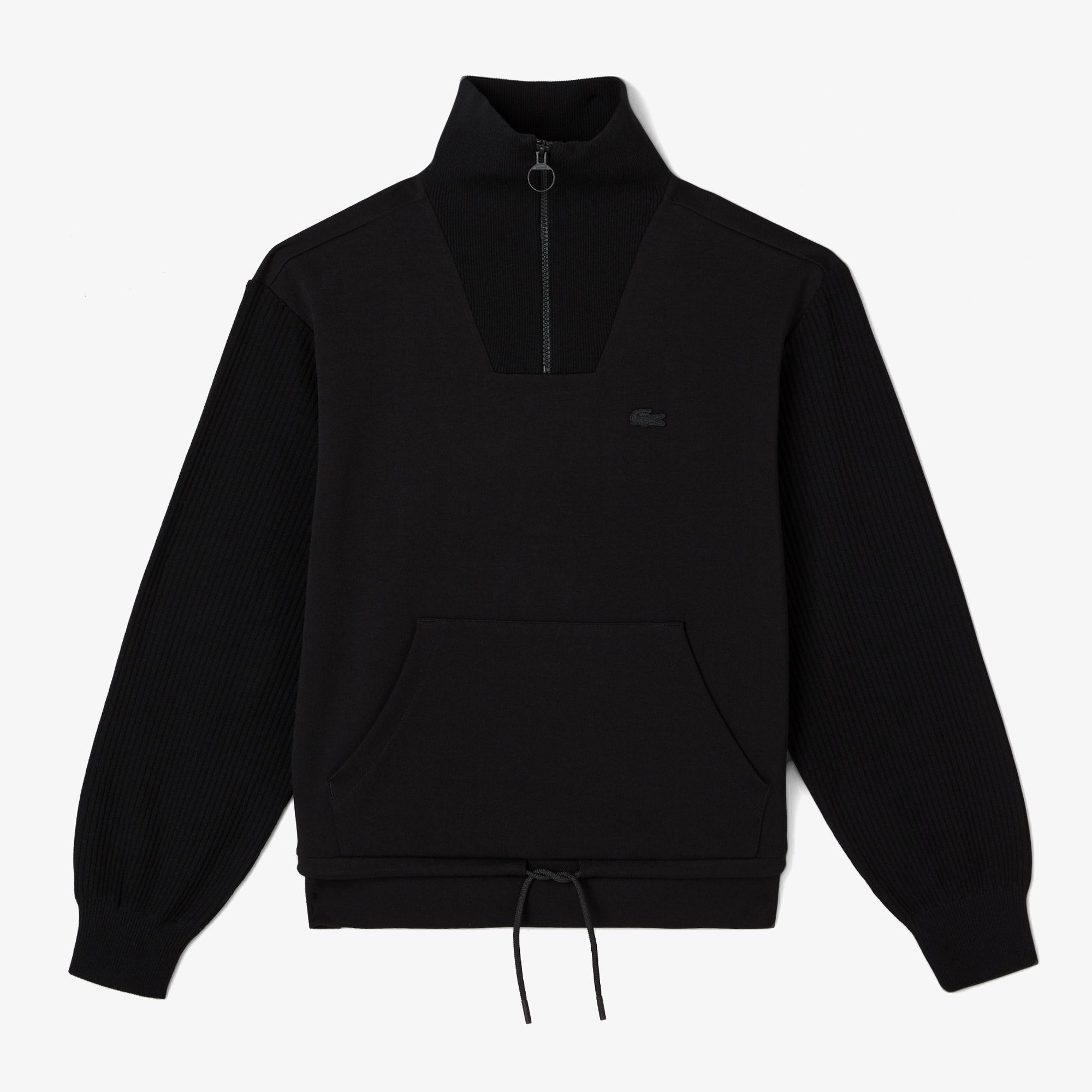  Lacoste Kadın Relaxed Fit Yarım Fermuarlı Siyah Sweatshirt