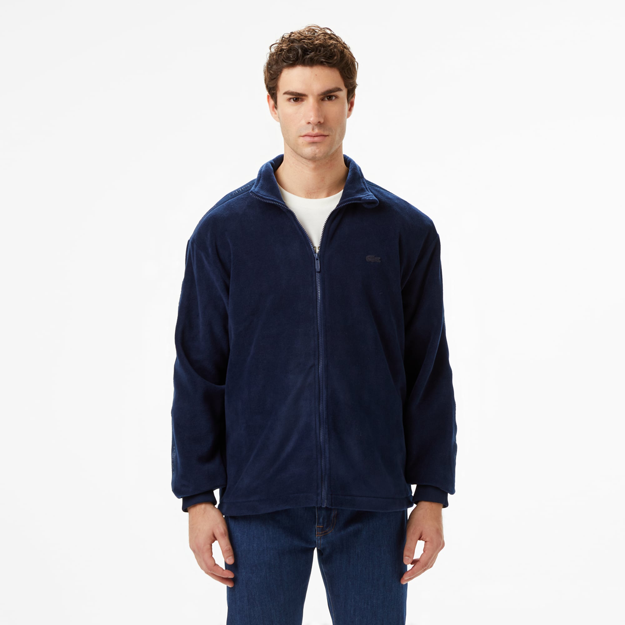  Lacoste Erkek Loose Fit Fermuarlı Lacivert Sweatshirt