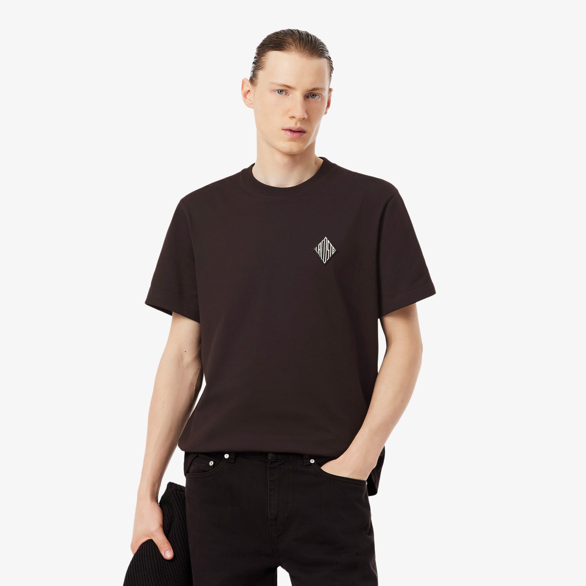 Lacoste Erkek Classic Fit Bisiklet Yaka Koyu Kahverengi T-Shirt