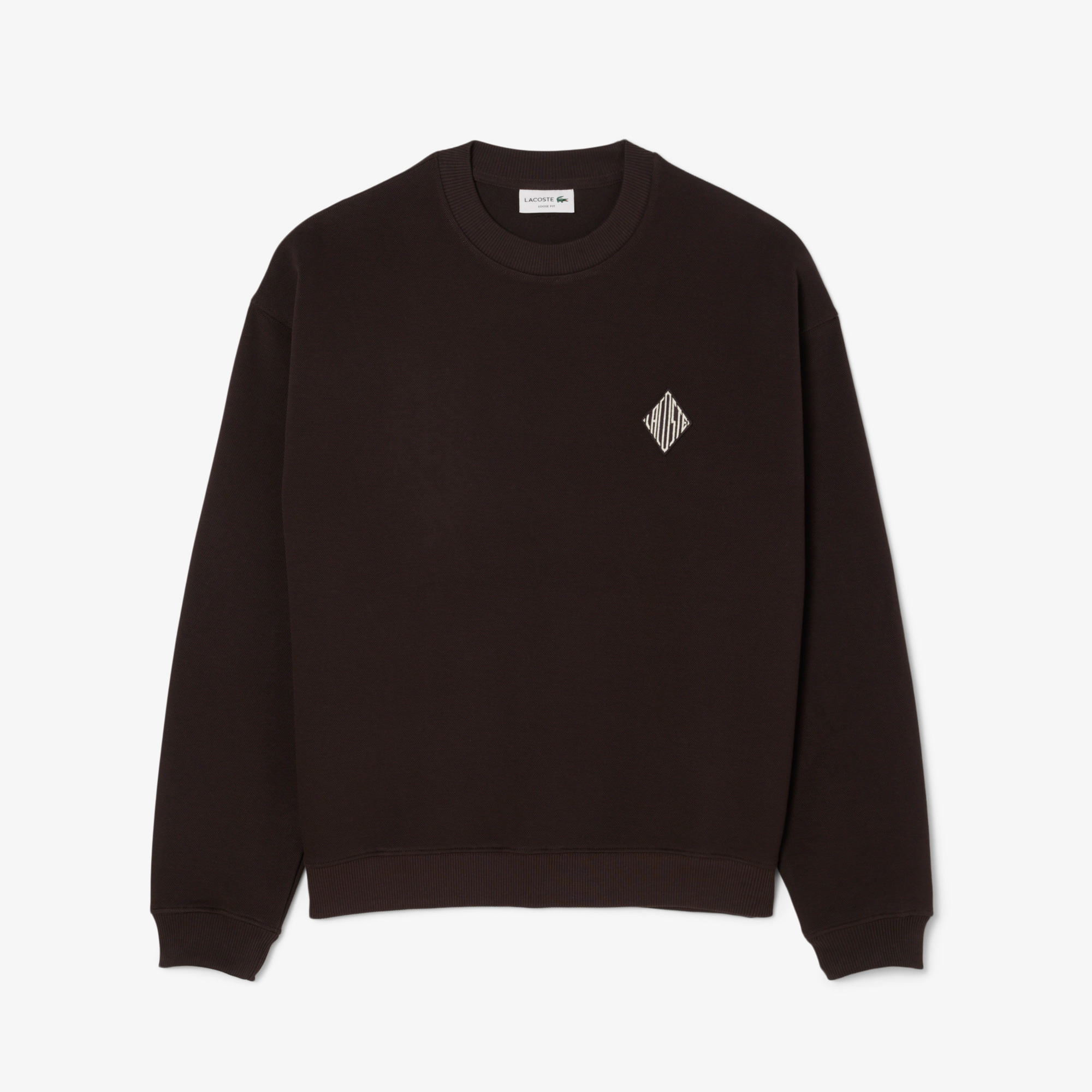 Lacoste Erkek Loose Fit Bisiklet Yaka Koyu Kahverengi Sweatshirt