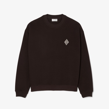  Lacoste Erkek Loose Fit Bisiklet Yaka Koyu Kahverengi Sweatshirt