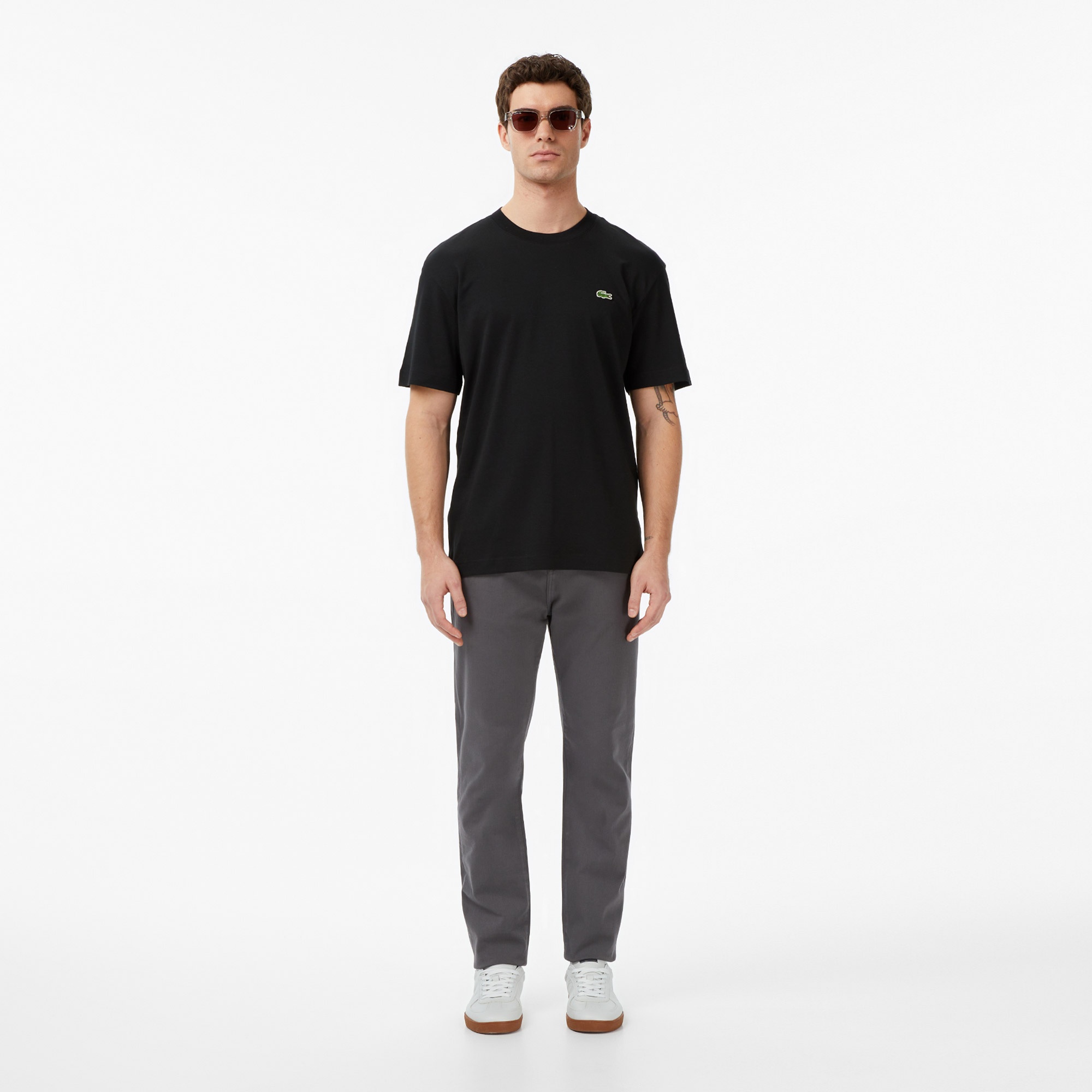 Lacoste Erkek Relaxed Fit Bisiklet Yaka Organik Pamuk Siyah T-Shirt
