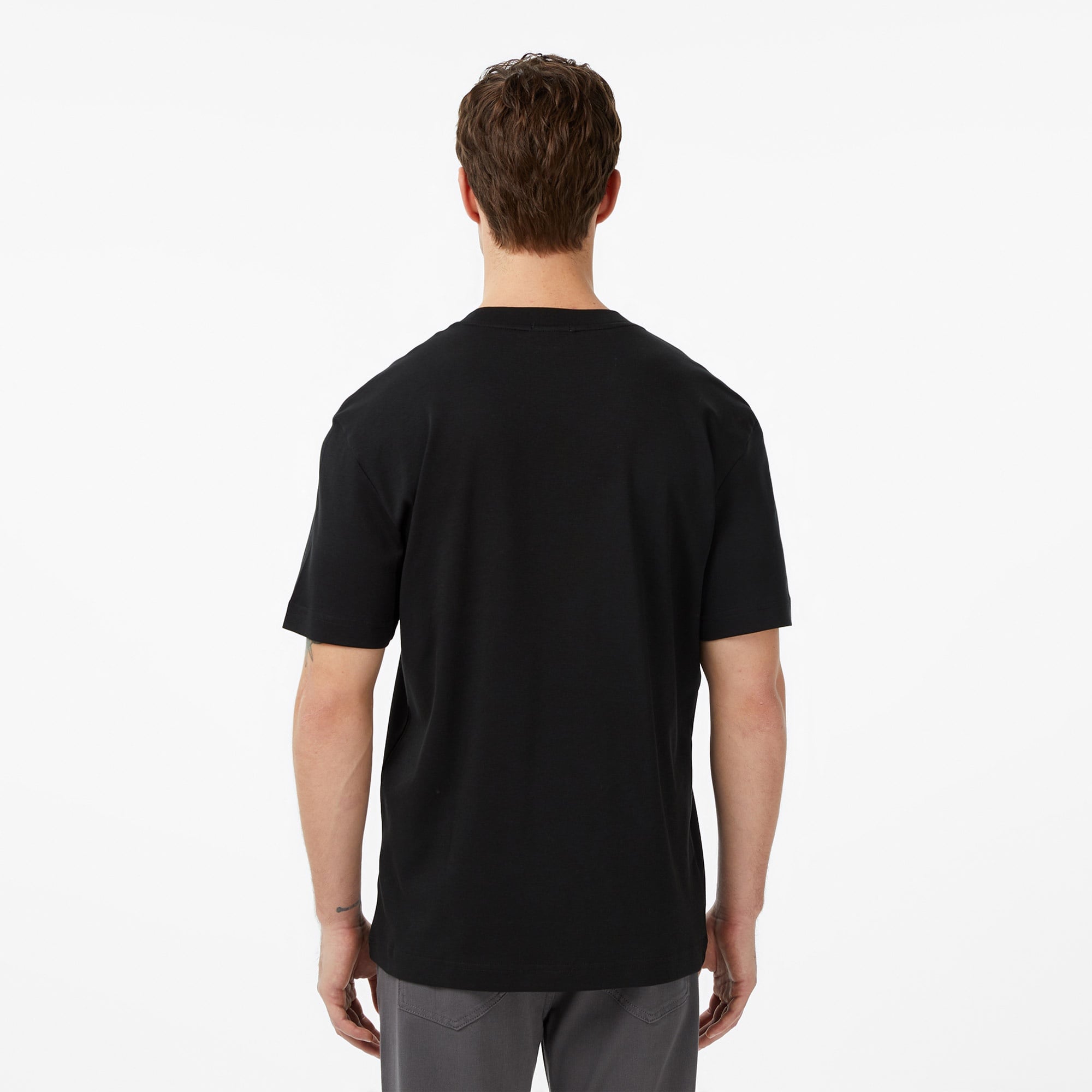 Lacoste Erkek Relaxed Fit Bisiklet Yaka Organik Pamuk Siyah T-Shirt