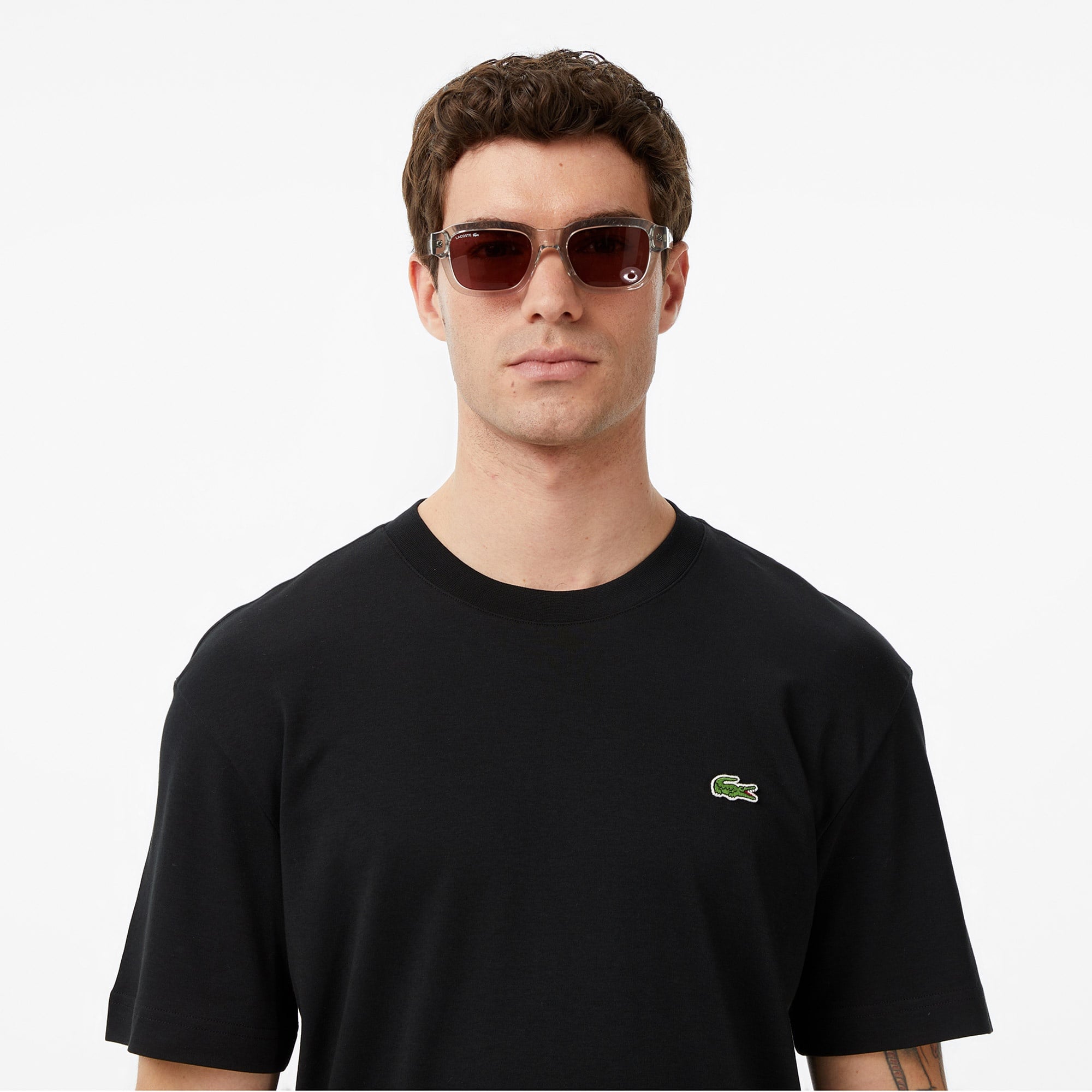 Lacoste Erkek Relaxed Fit Bisiklet Yaka Organik Pamuk Siyah T-Shirt
